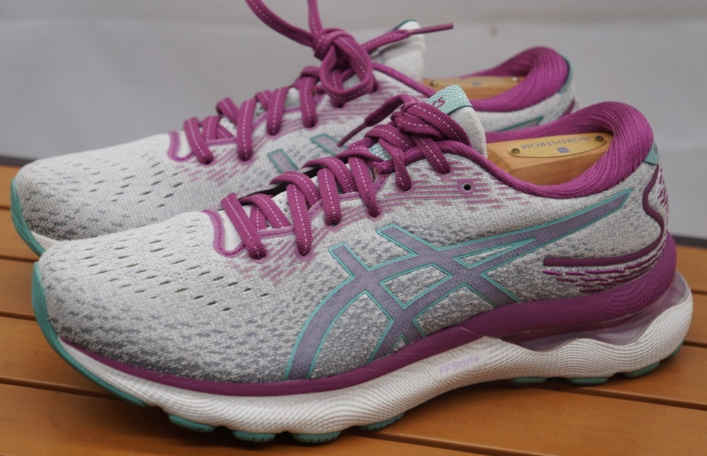 Asics Gel-Nimbus 24 Gray Purple Womens US Size 8 1012B340 Running Shoes